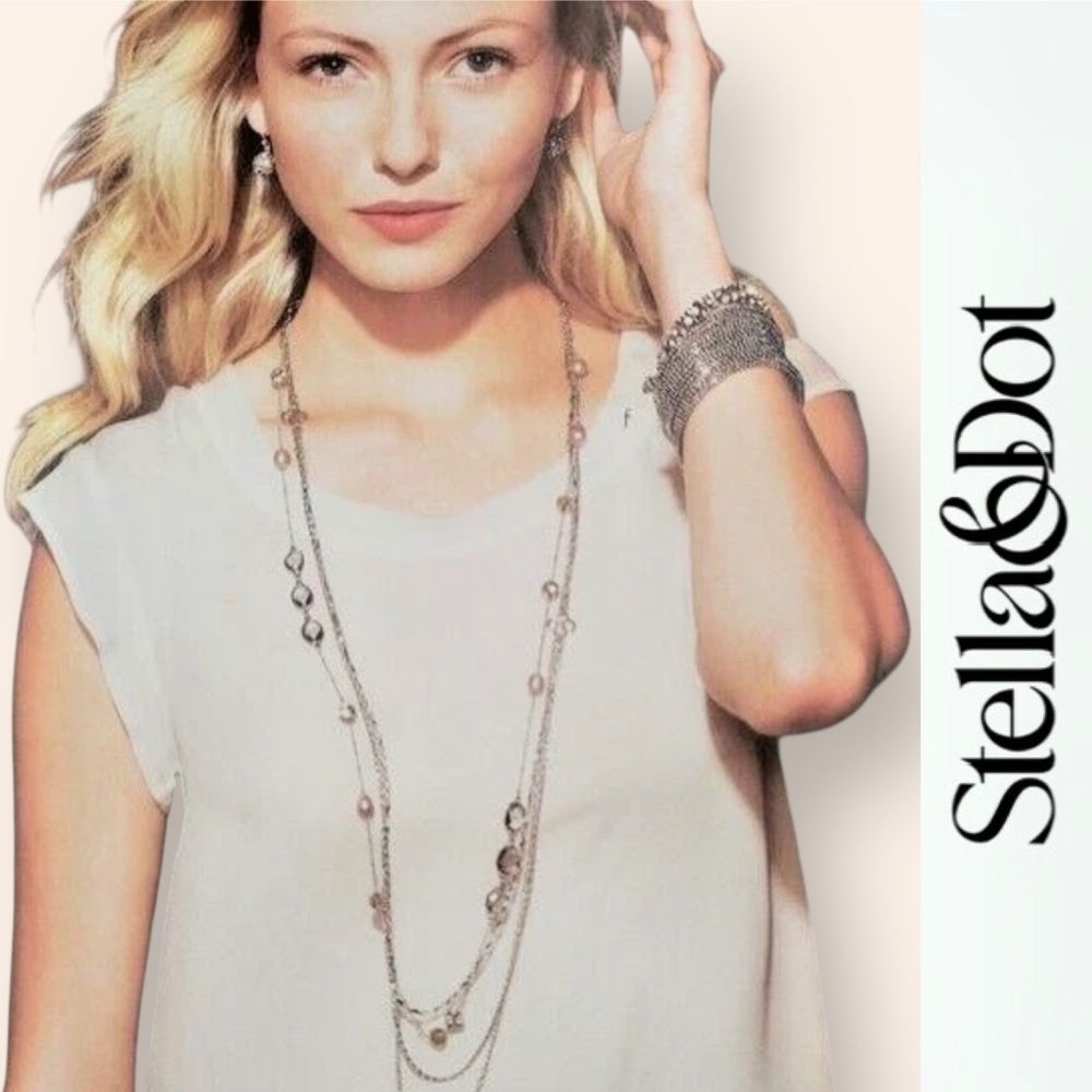 Stella & Dot Layered Anabelle Beaded Necklace in Rose‎ Gold, MSRP $75
